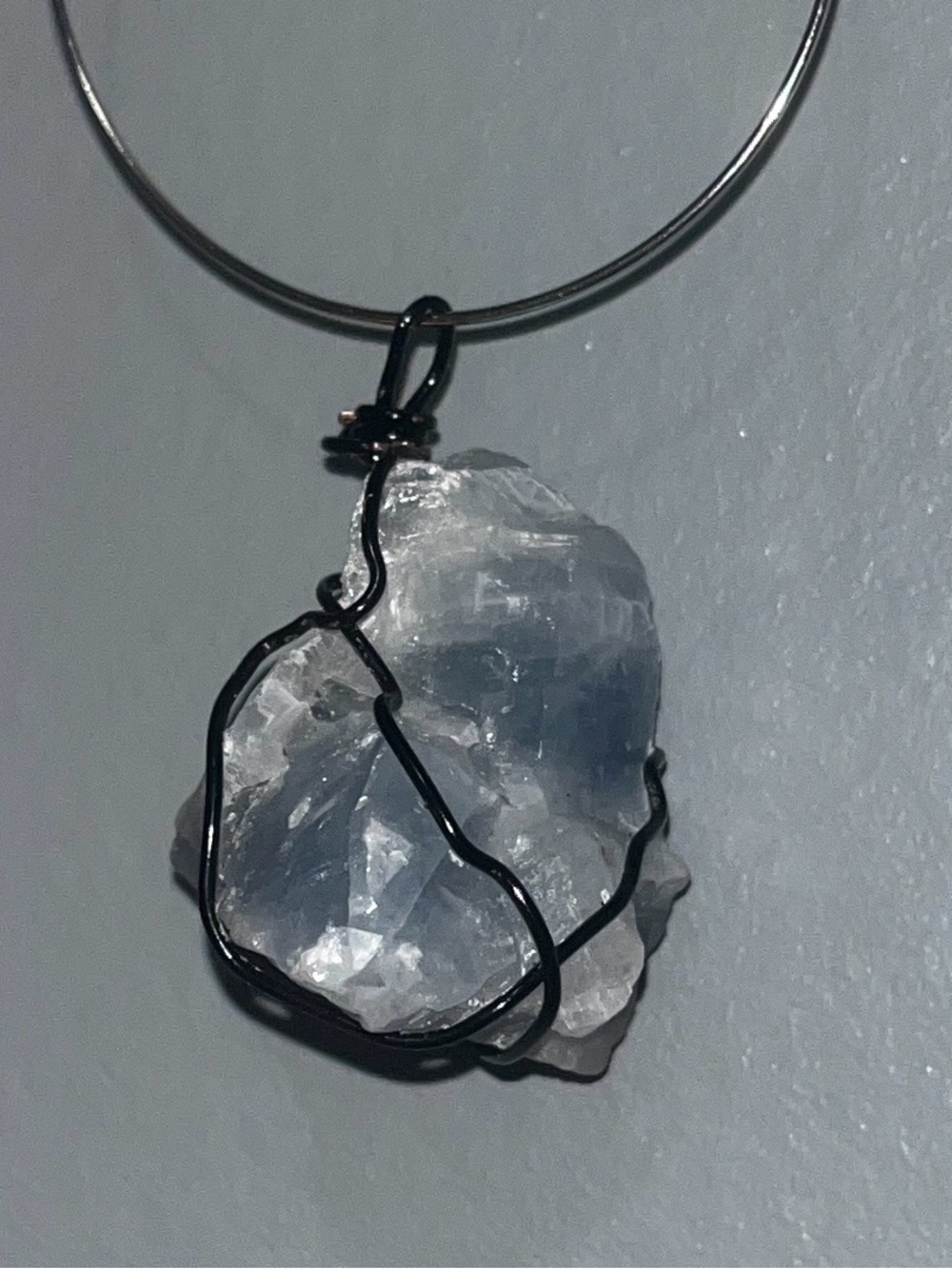 💙Raw Baby Blue Calcite Wire Wrap Pendant